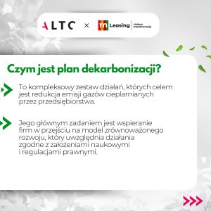 Czym jest plan dekarbonizacji zrównoważony rozwój wsparcie doradztwo ESG ALTO mLeasing zielona transformacja w przedsiębiorstwie strategia dekarbonizacji przygotowanie